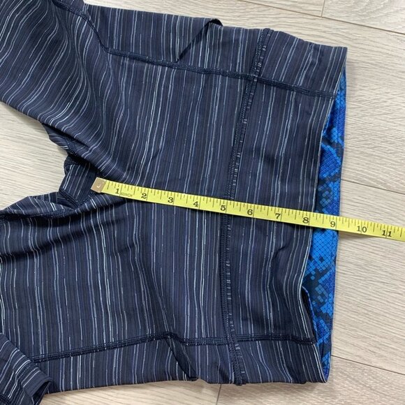 Lululemon Pace Rival Run Crop Leggings Cyber Stripe Naval Blue Black - Picture 14 of 16